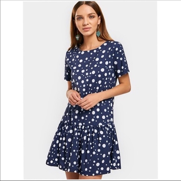 Zara | Polkadot navy dress - Picture 3 of 11